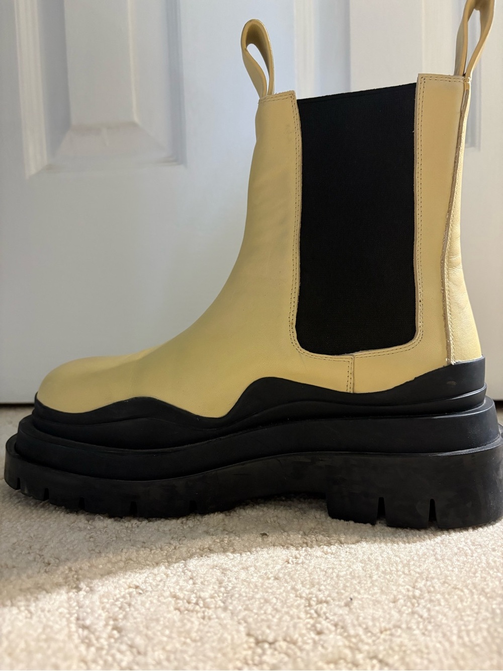 Alias Mae Cream Chelsea Lug Boots with Black Sole